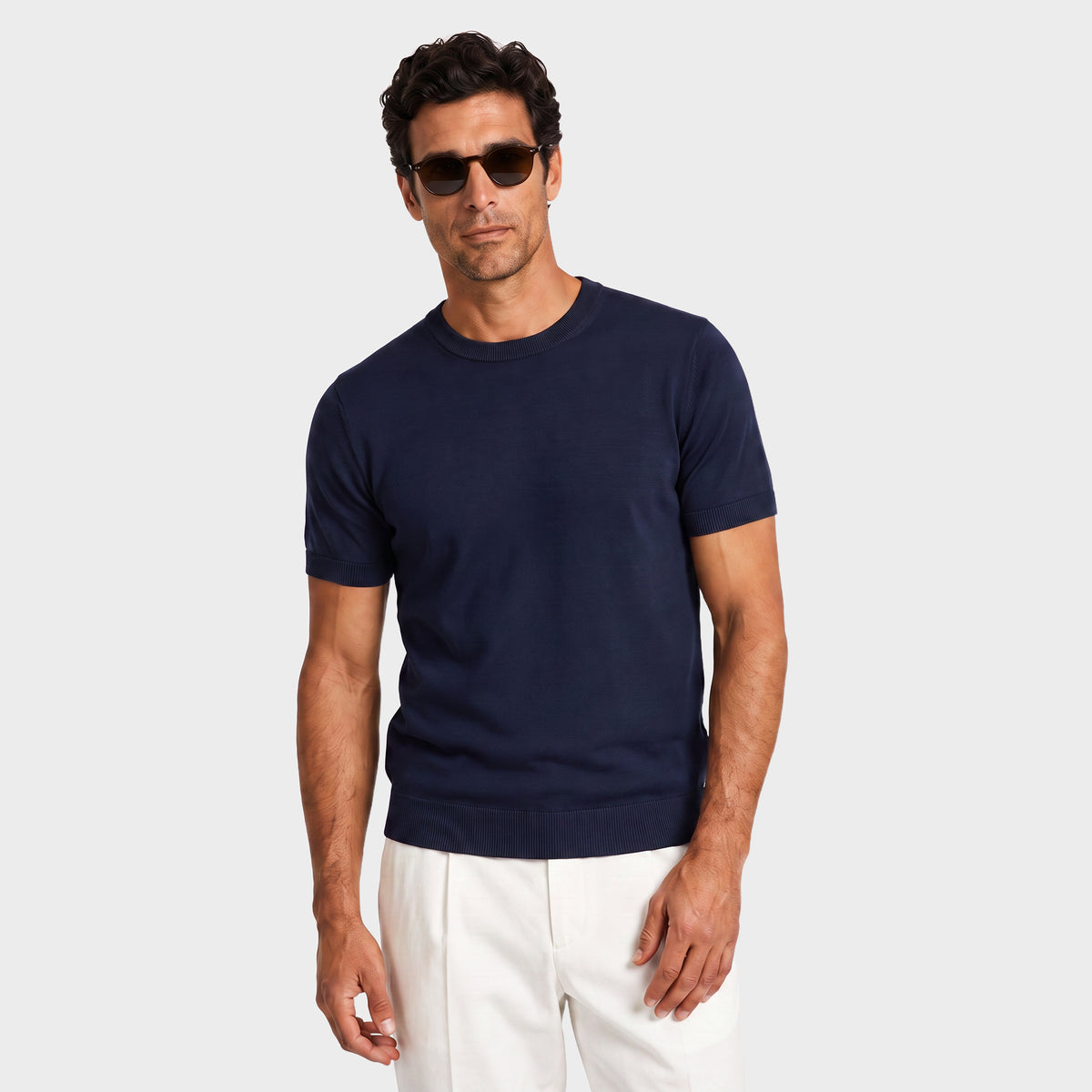 Essential Cotton Knit Tee - Night - front
