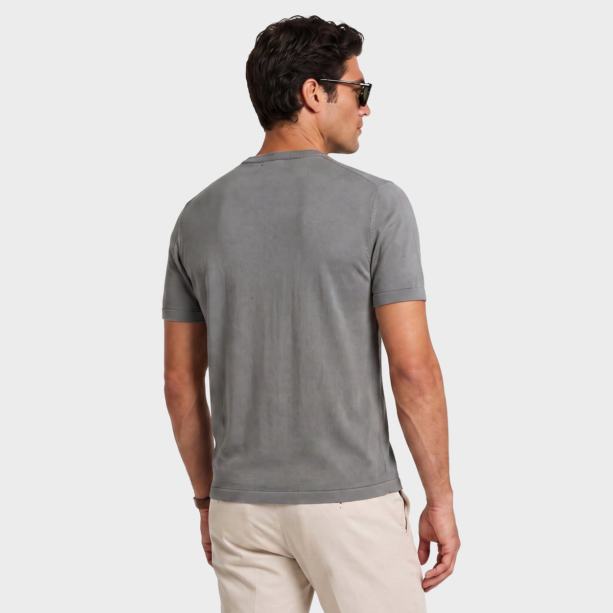 Essential Cotton Knit Tee - Grey - back