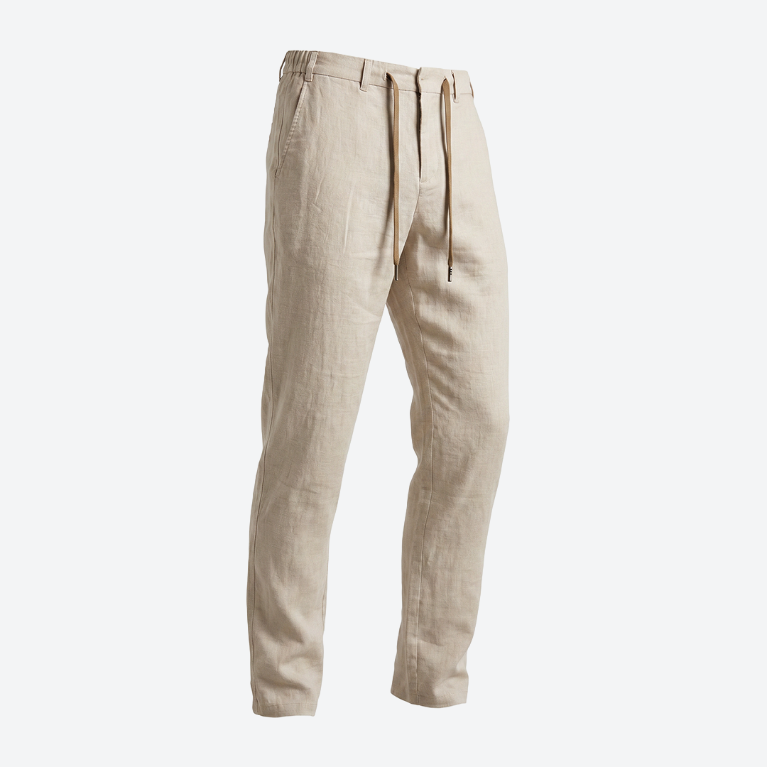 The Drawstring Linen Trousers - Beige - product