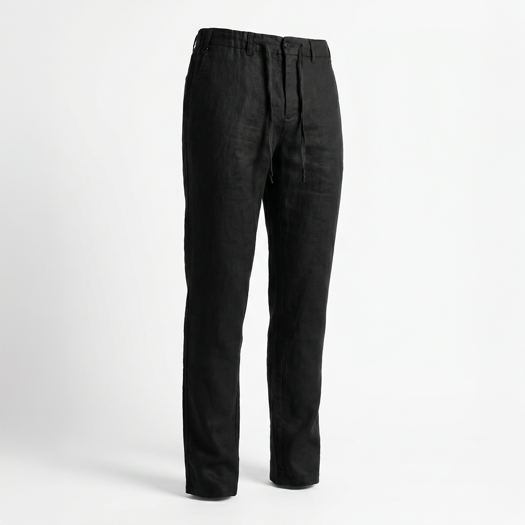 The Drawstring Linen Trousers - Black - product
