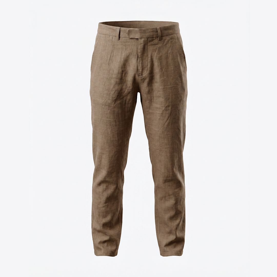 The Drawstring Linen Trousers - Brown - product