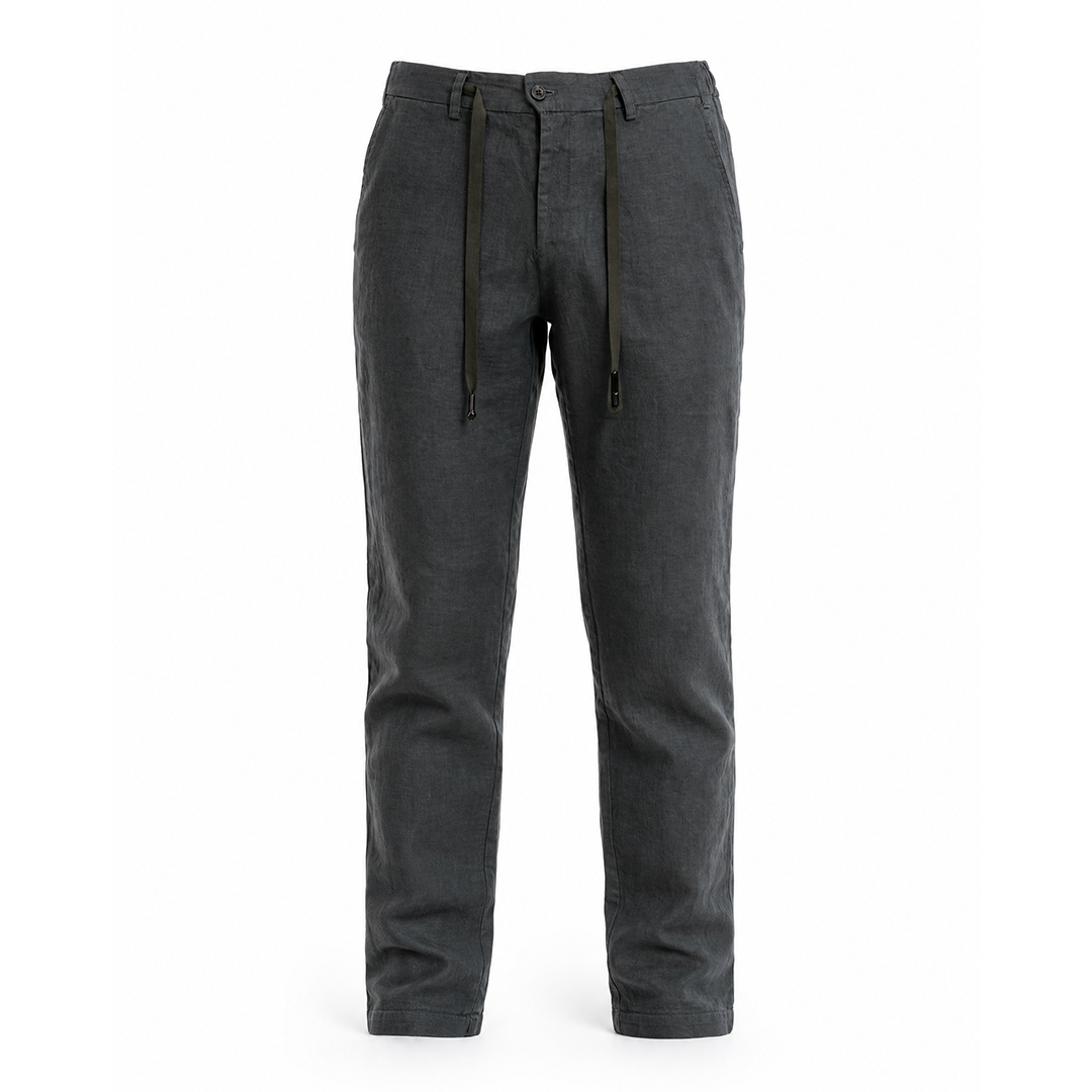 The Drawstring Linen Trousers - Green - product