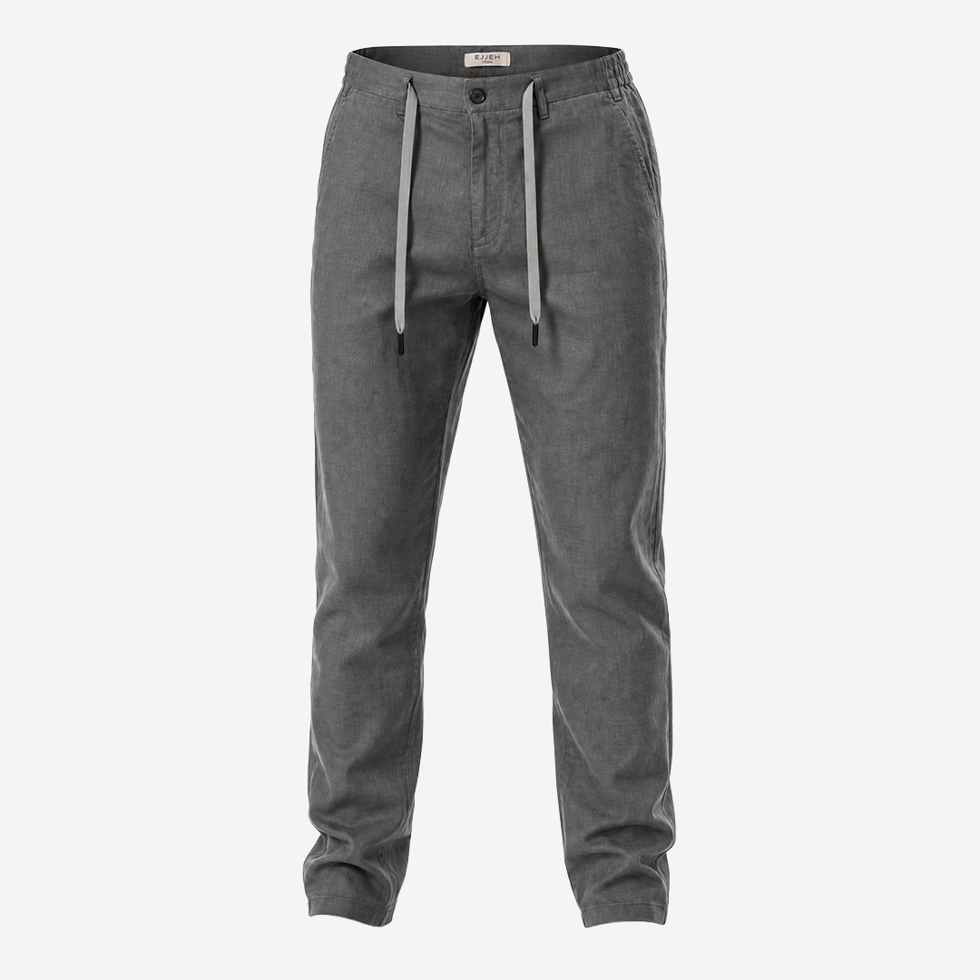 The Drawstring Linen Trousers - Grey - product