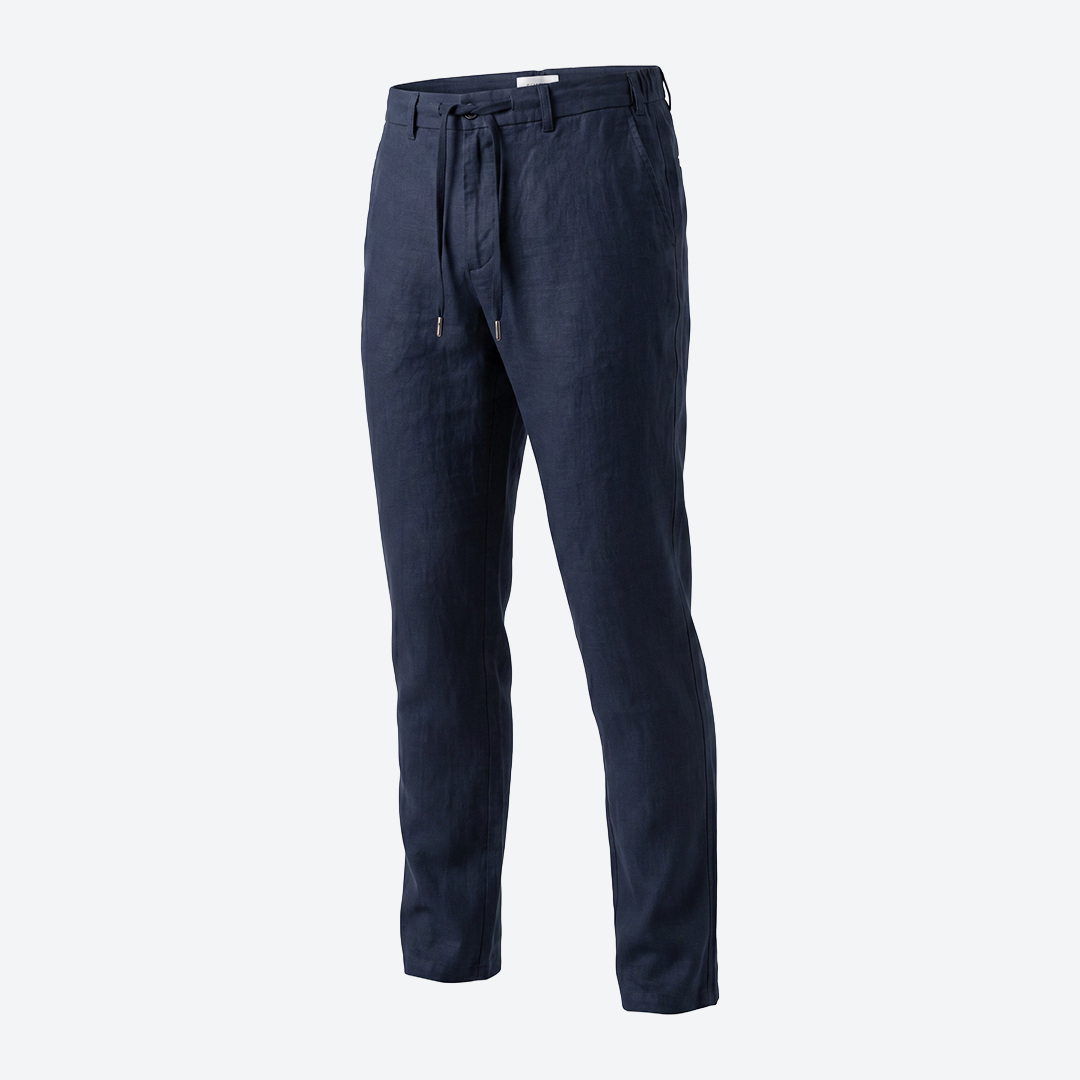The Drawstring Linen Trousers - Navy - product