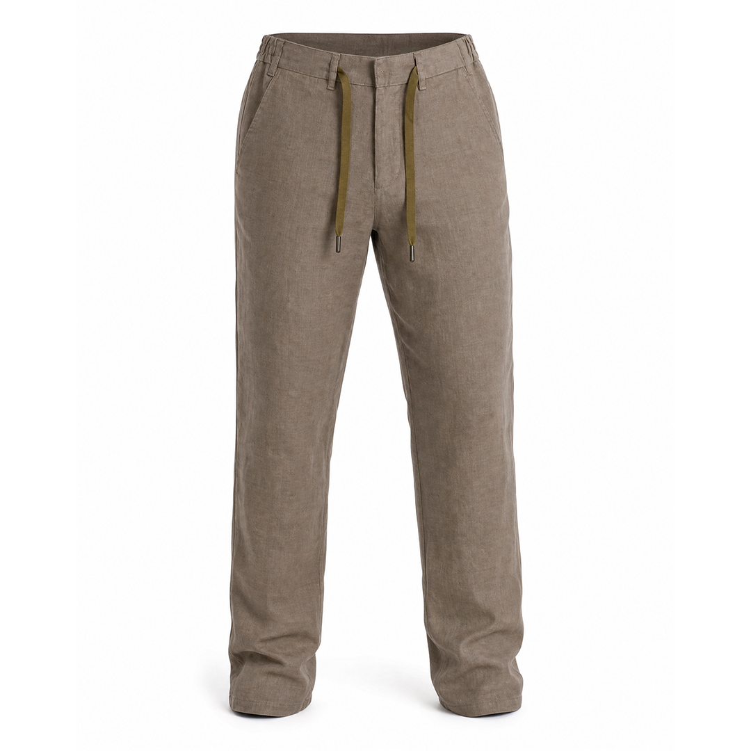 The Drawstring Linen Trousers - Stone - product