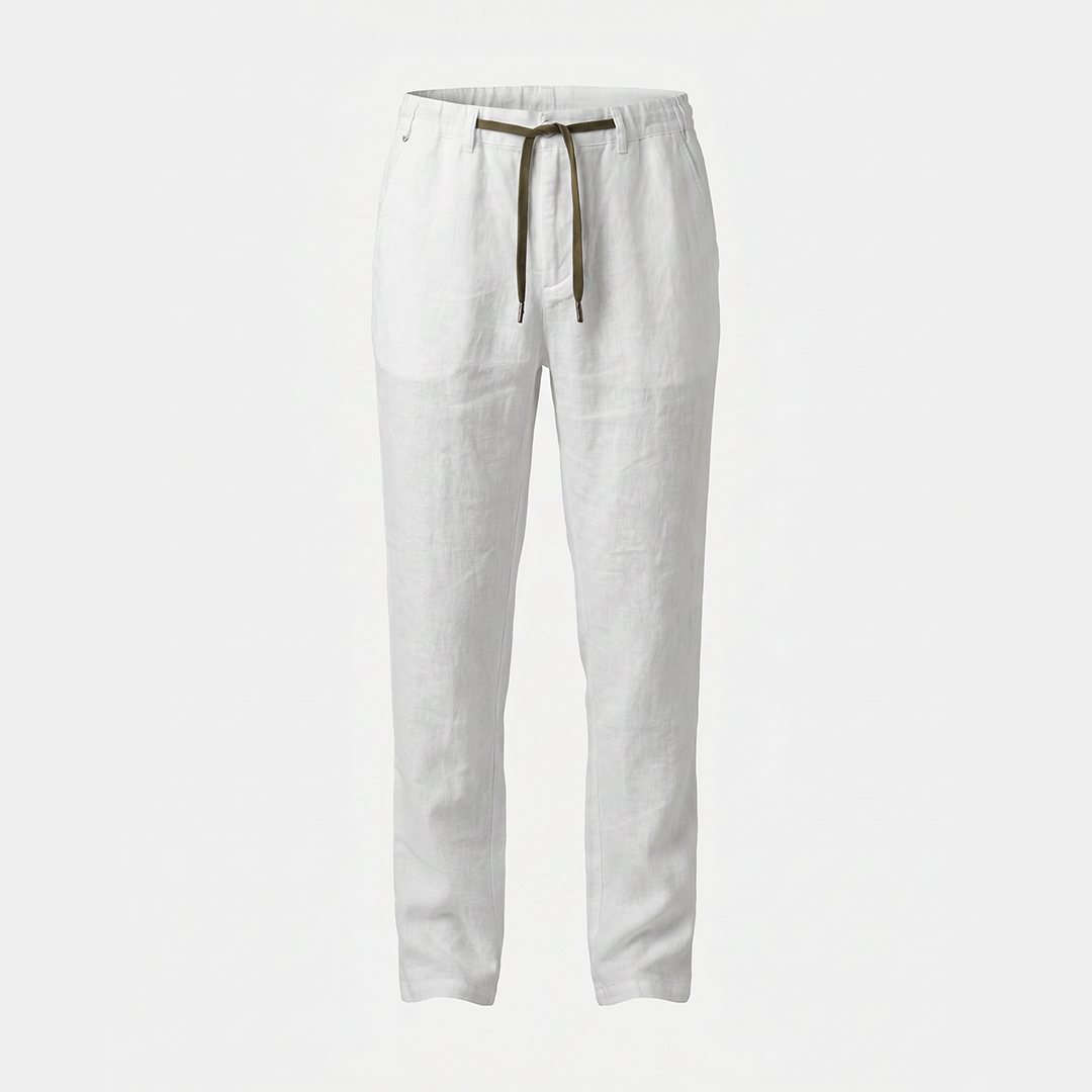 The Drawstring Linen Trousers - White - product