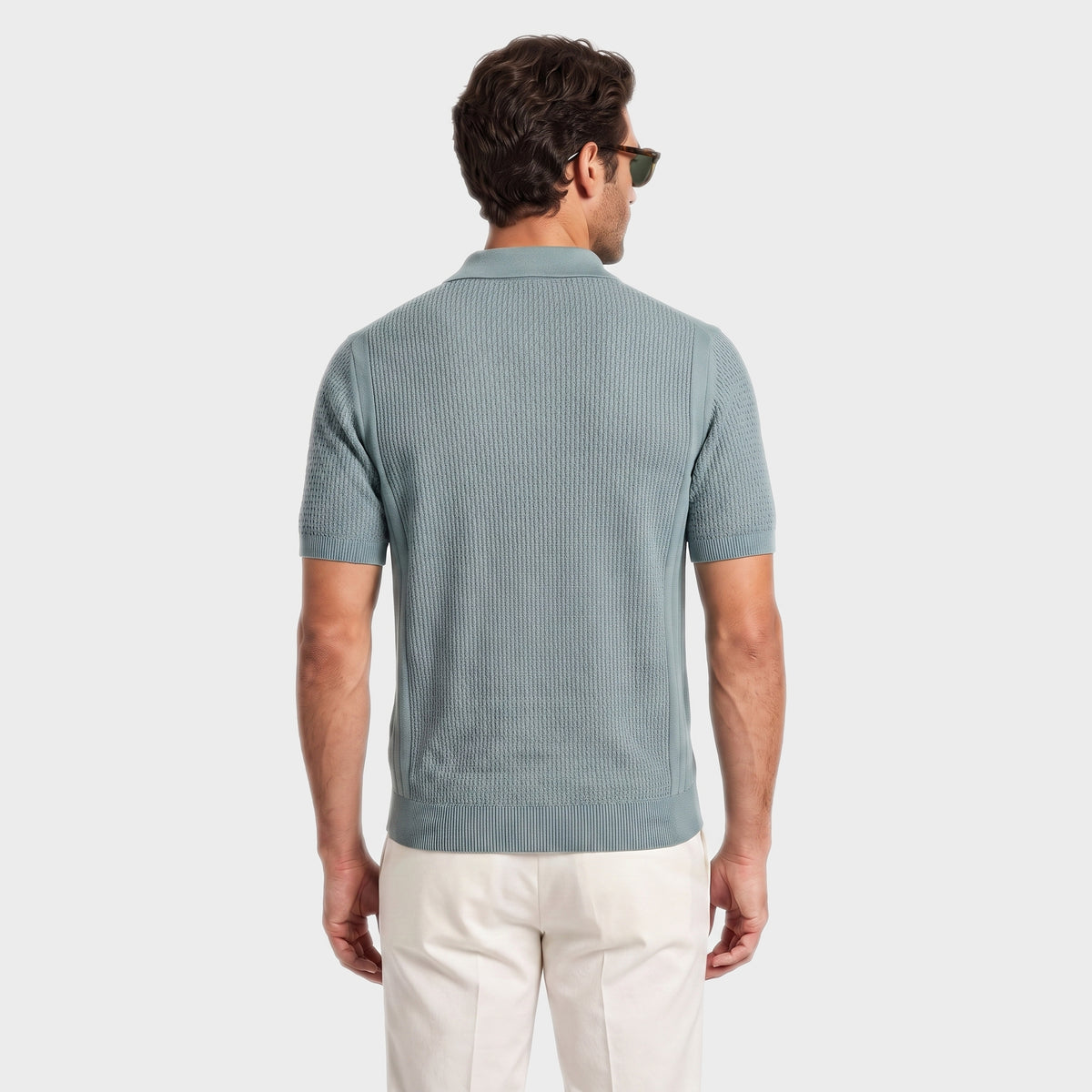 Heritage Knit Polo - Teal - back