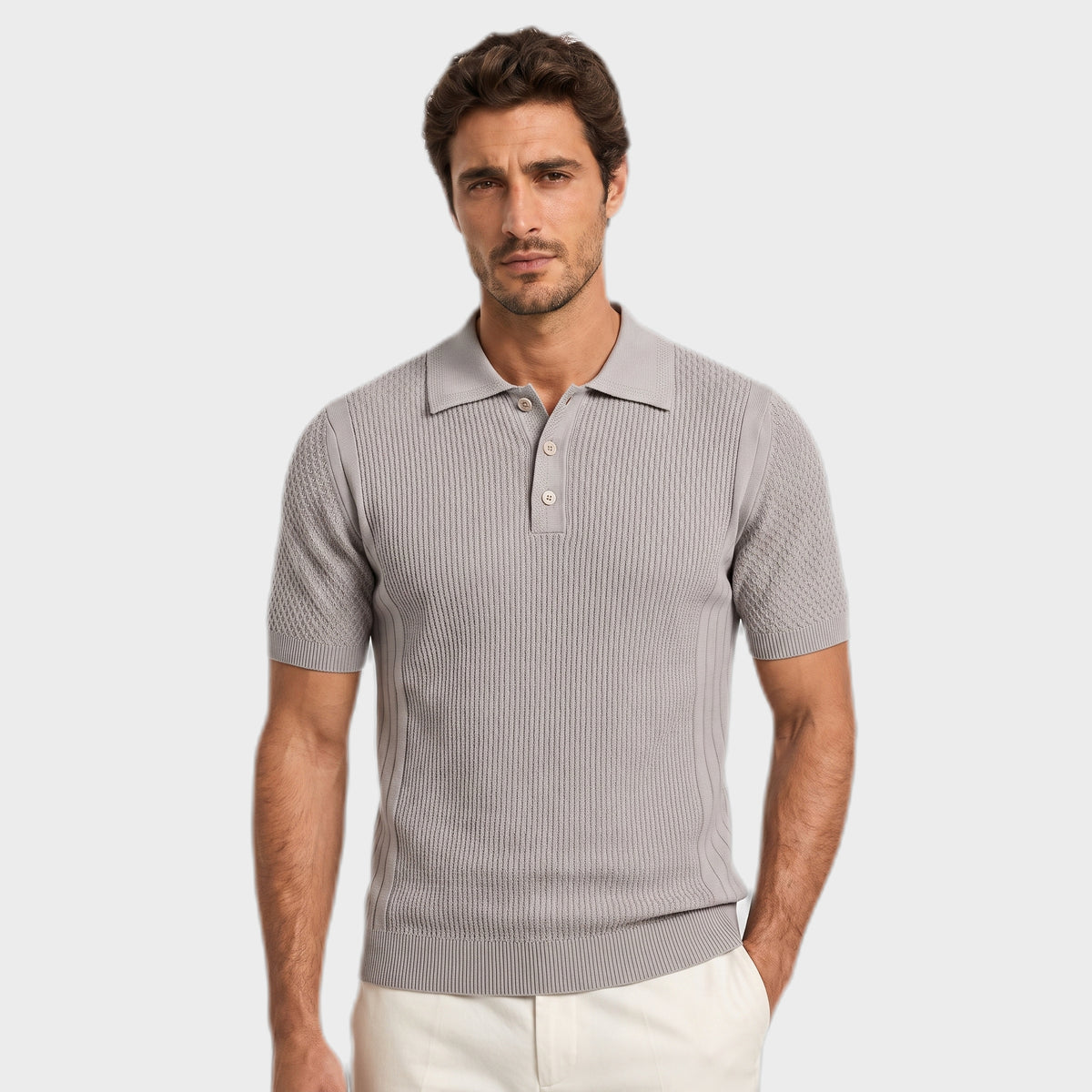 Heritage Knit Polo - Dust - front
