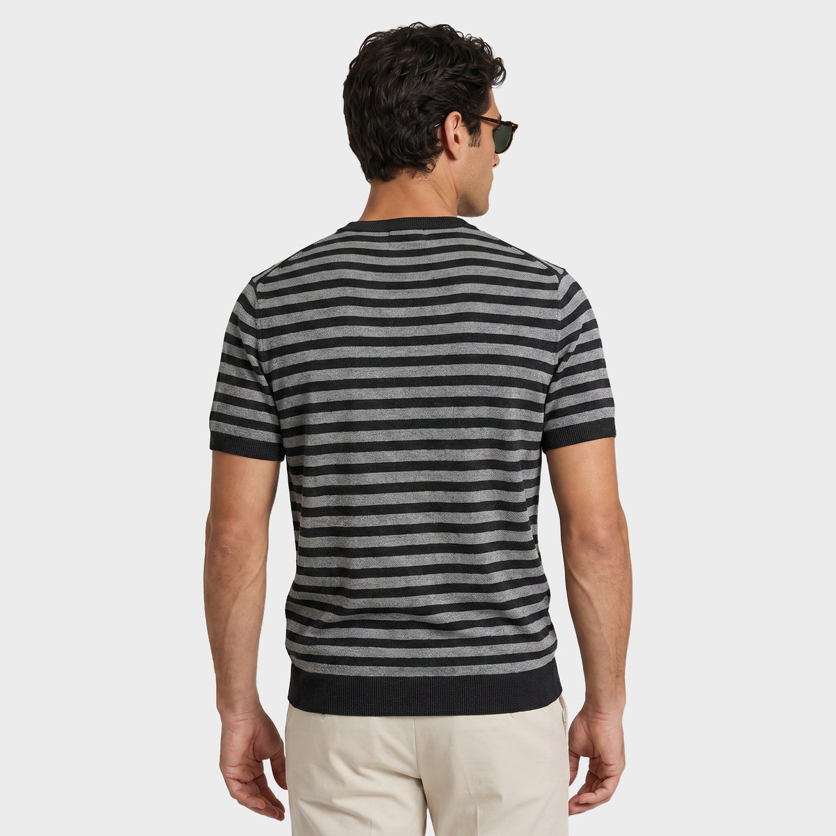 Marinière Linen Knit T-Shirt - Grey - back