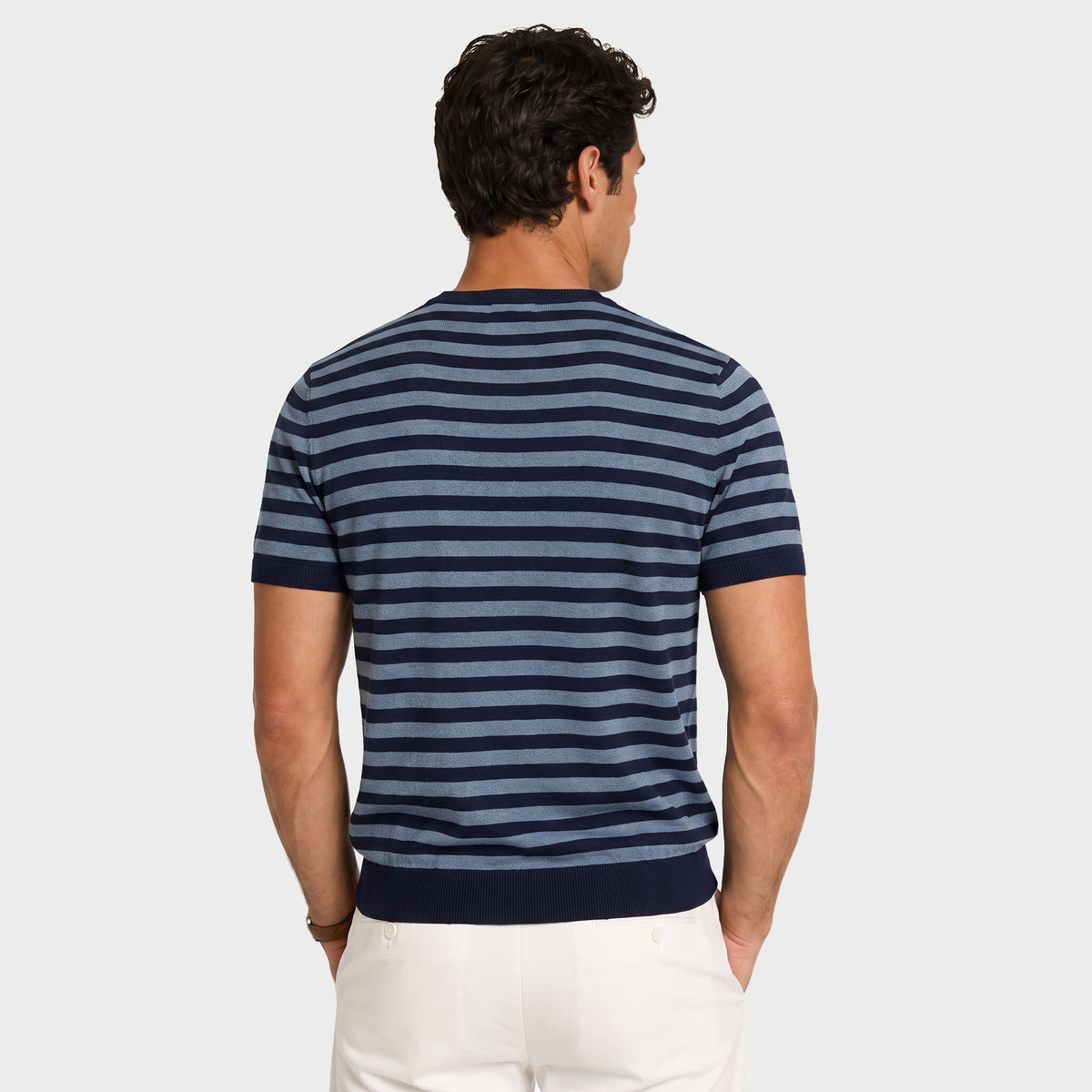 Marinière Linen Knit T-Shirt - Blue - back