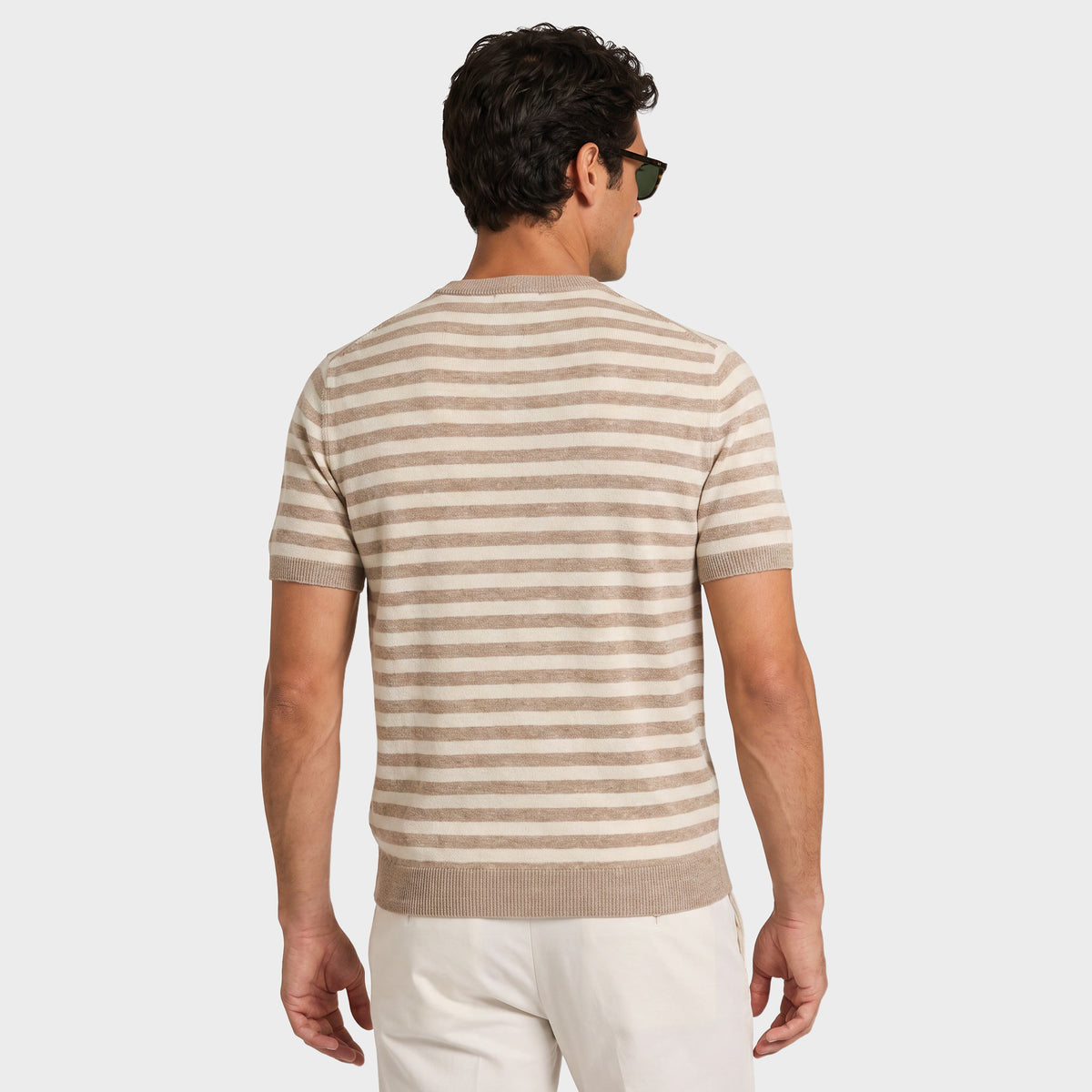 Marinière Linen Knit T-Shirt - Beige - back
