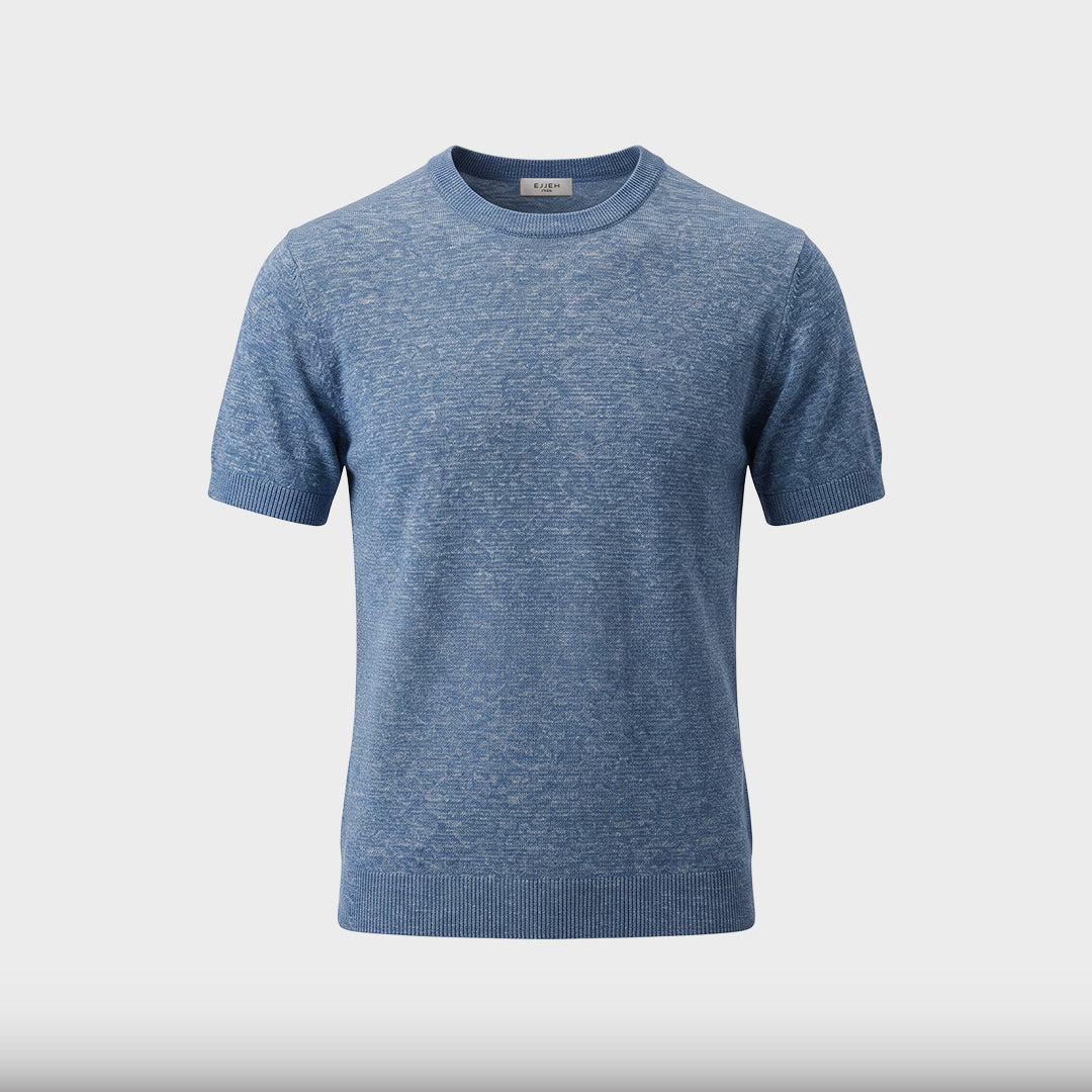 Fine Knit Linen T-Shirt - Sky - product-only