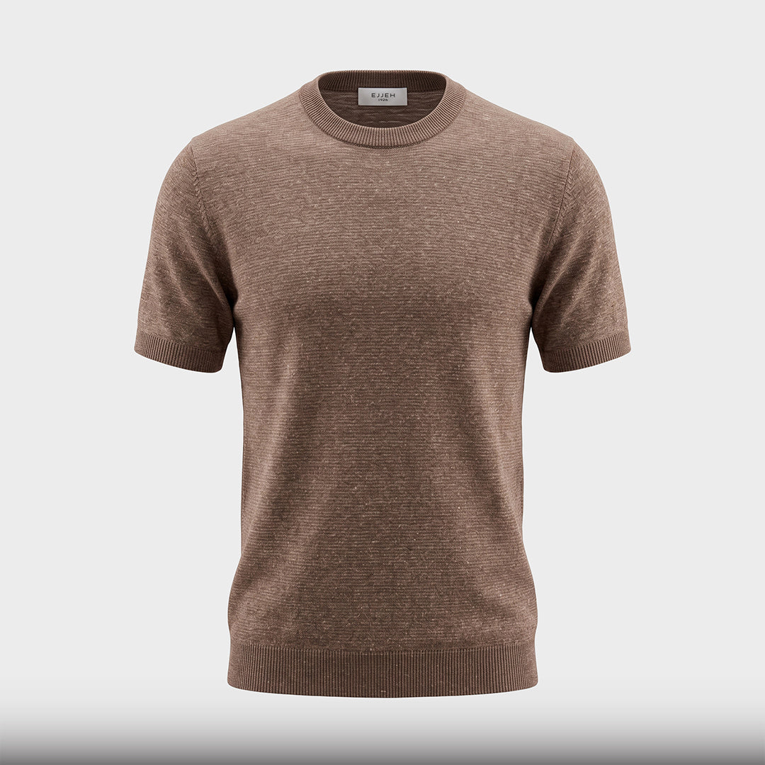 Fine Knit Linen T-Shirt - Amber - product-only