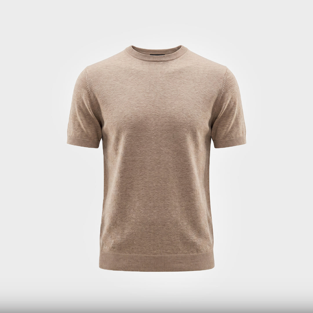 Fine Knit Linen T-Shirt - Beige - product-only