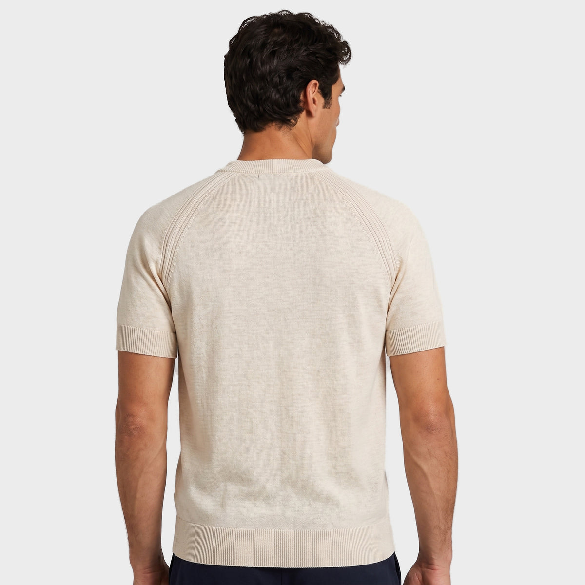 Raglan Linen Knit T-Shirt - Ecru - back