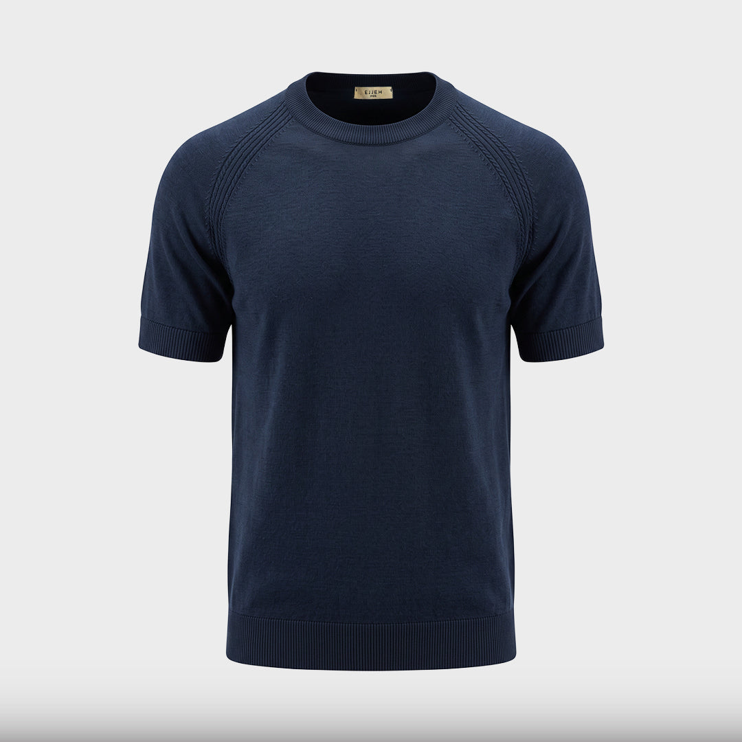 Raglan Linen Knit T-Shirt - Blue - product-only