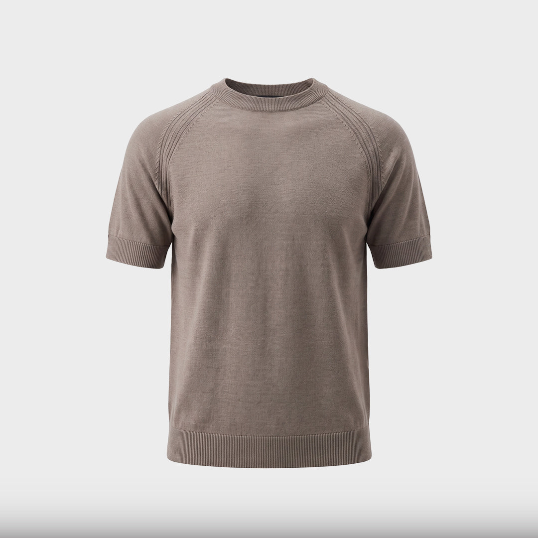 Raglan Linen Knit T-Shirt - Taupe - product-only