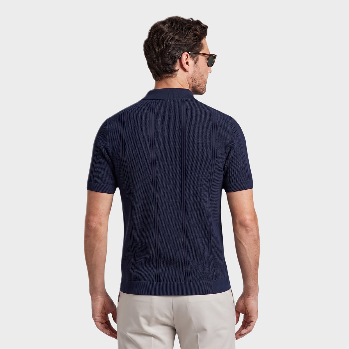 Vertical Texture Knit Overshirt - Night - back