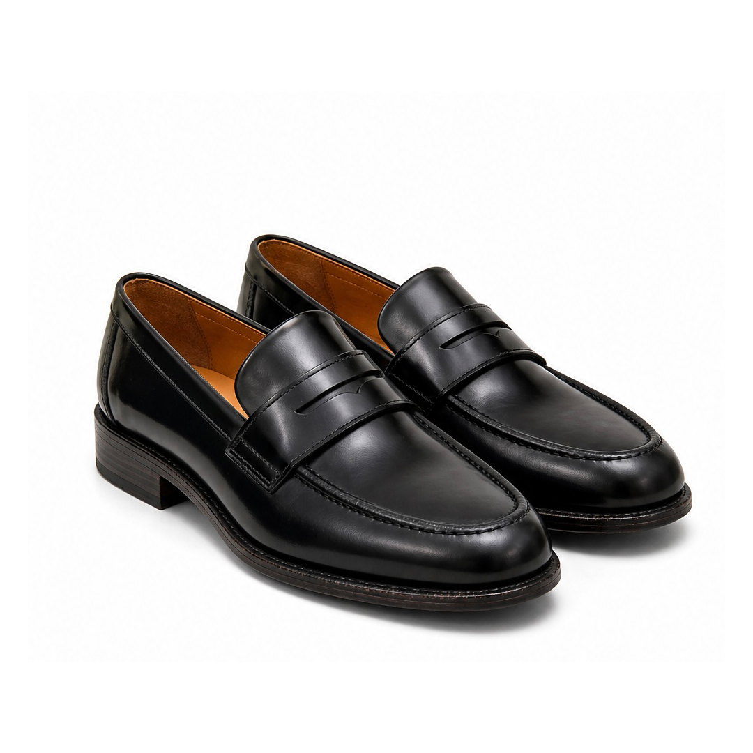 The Signature Penny Loafer - Black - three-quarter