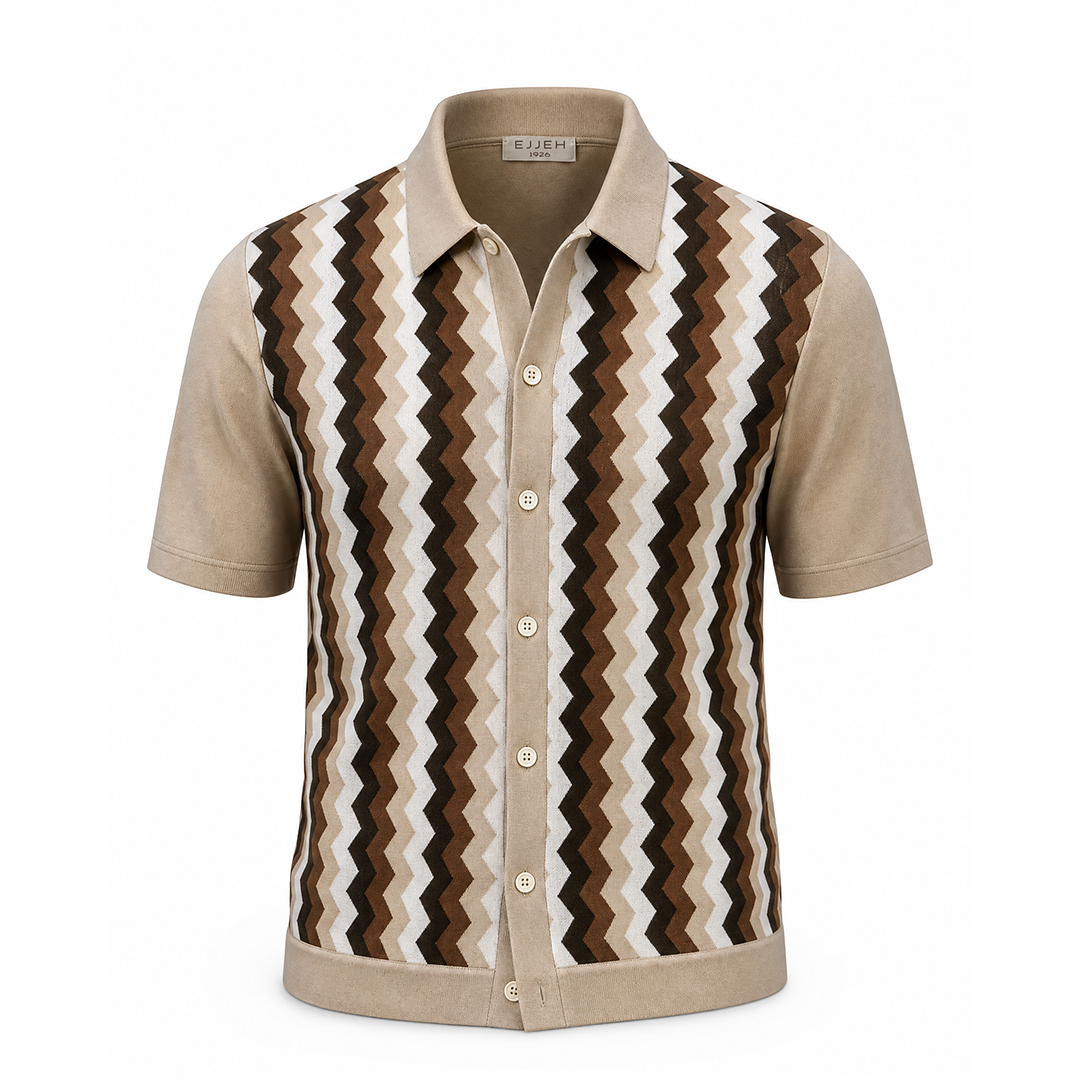 The Riviera Chevron Knit Shirt - Beige - product