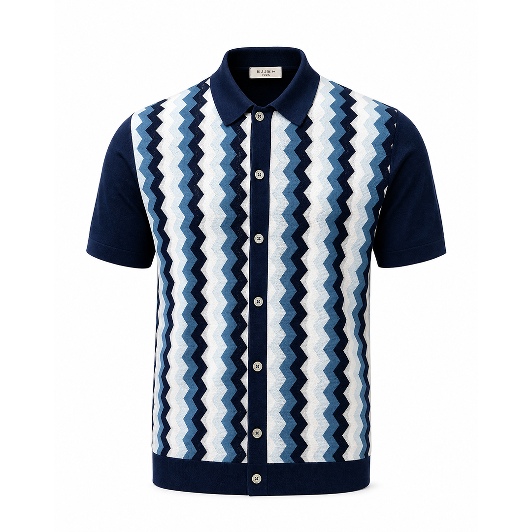 The Riviera Chevron Knit Shirt - Royal Blue - product