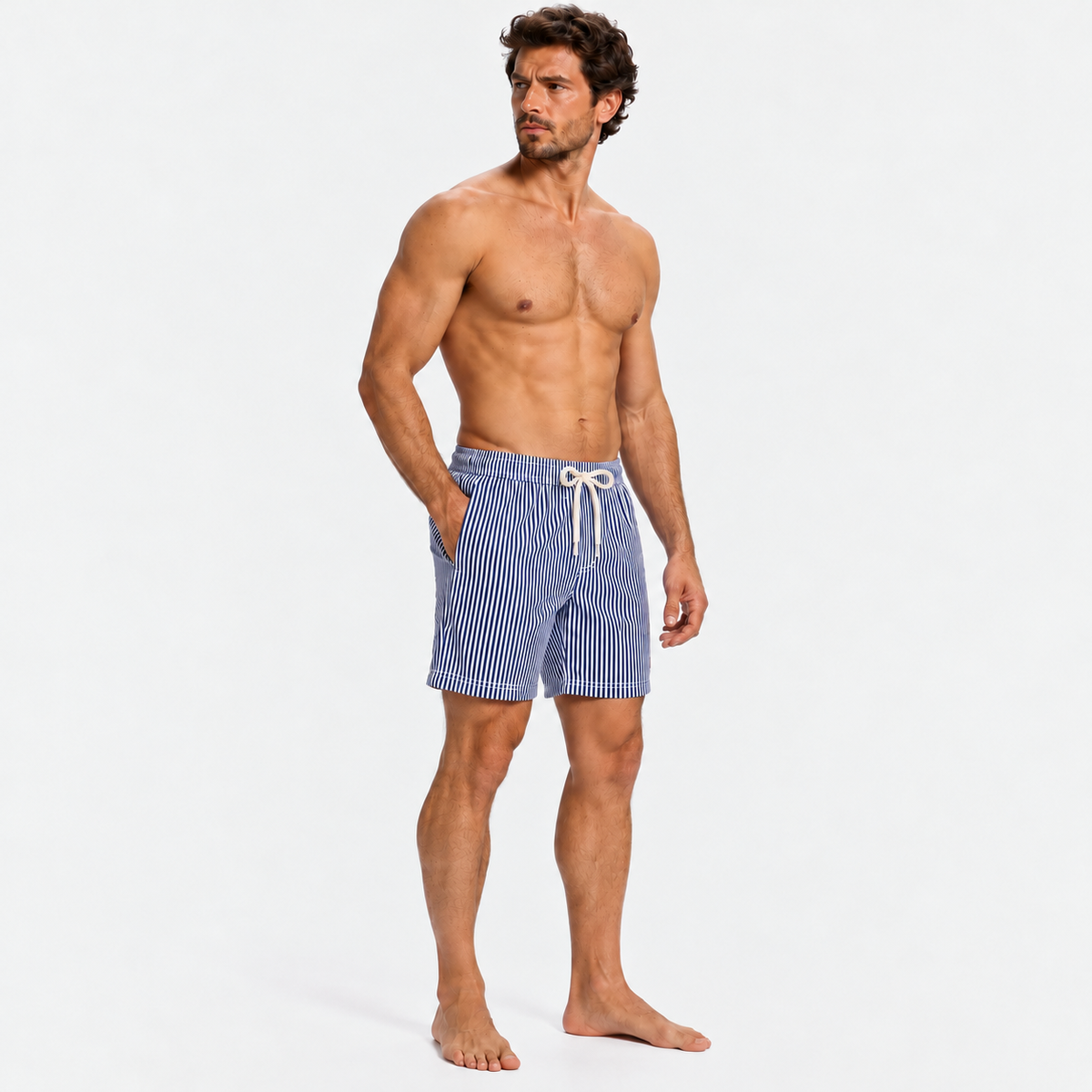 Azure Stripe Swim Shorts