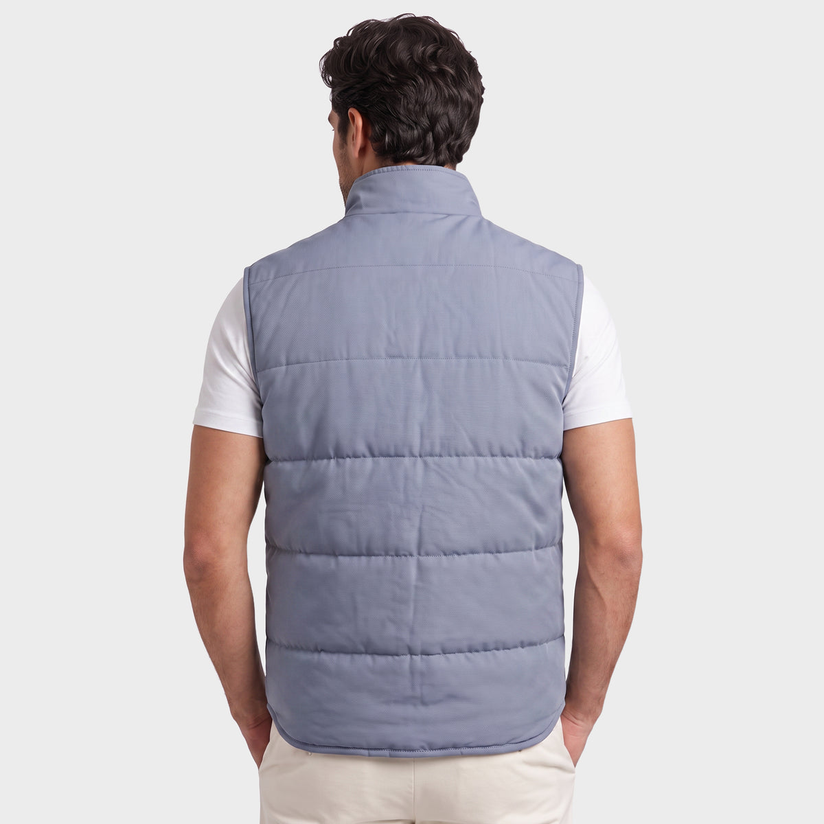Quilted Tencel Vest - Blue - back