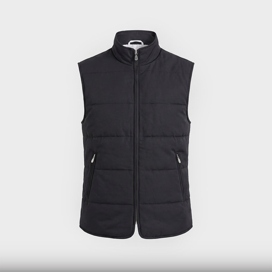 Quilted Tencel Vest - Navy - product-only