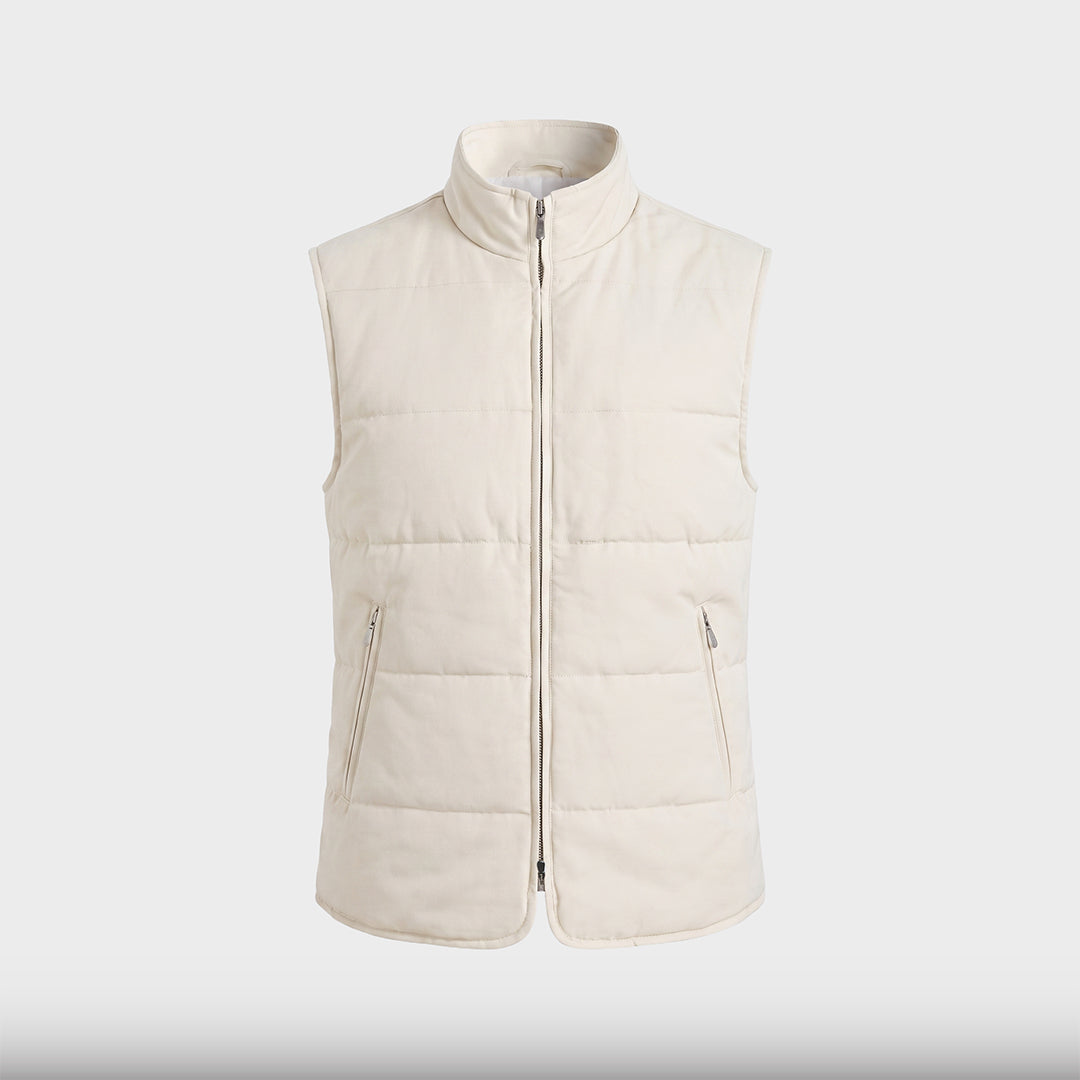 Quilted Tencel Vest - White - product-only