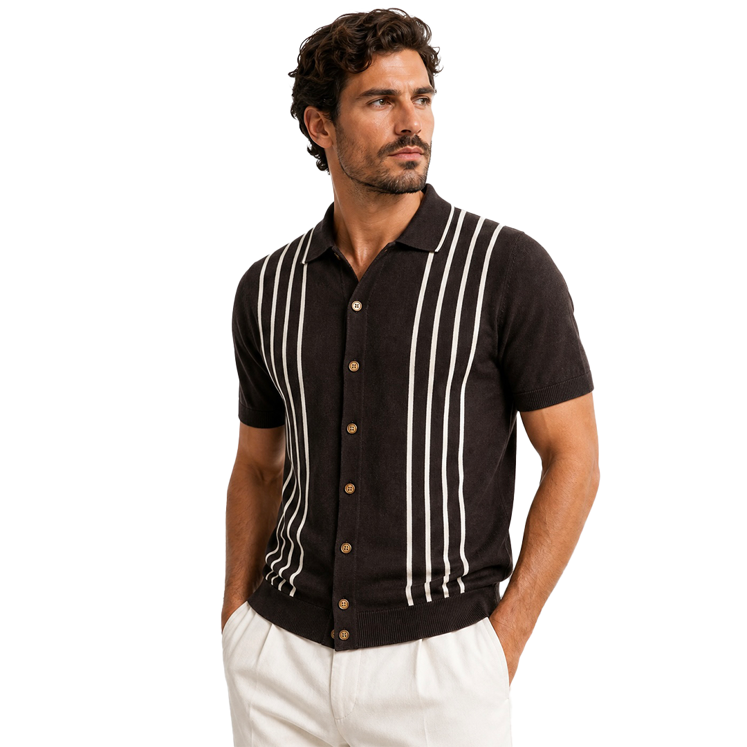 The Contrast Stripe Knit - Brown - front