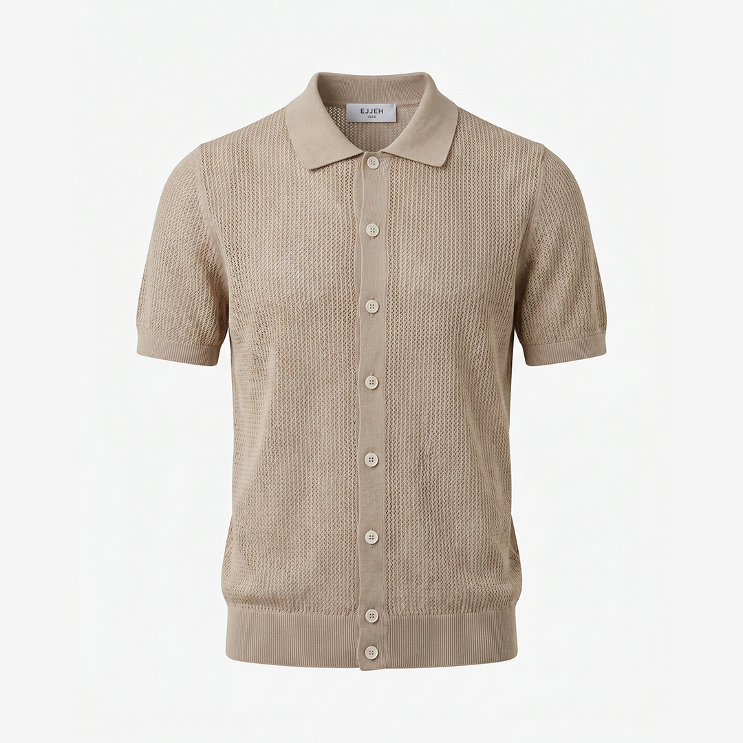 The Fine Mesh Knit Shirt - Beige - product