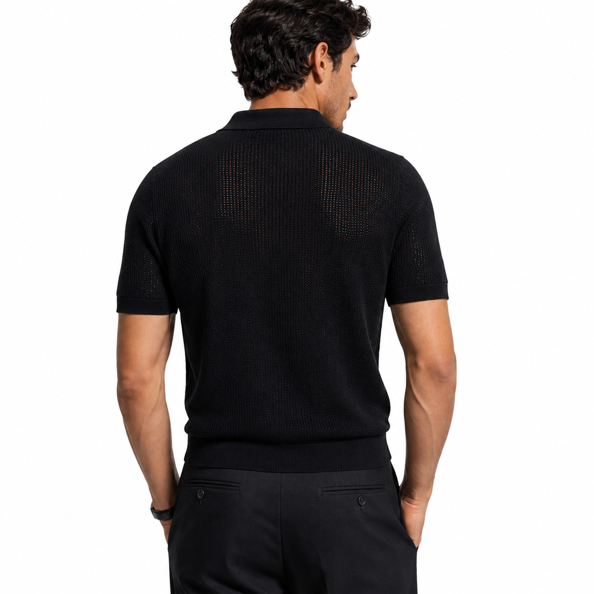 The Fine Mesh Knit Shirt - Black - back