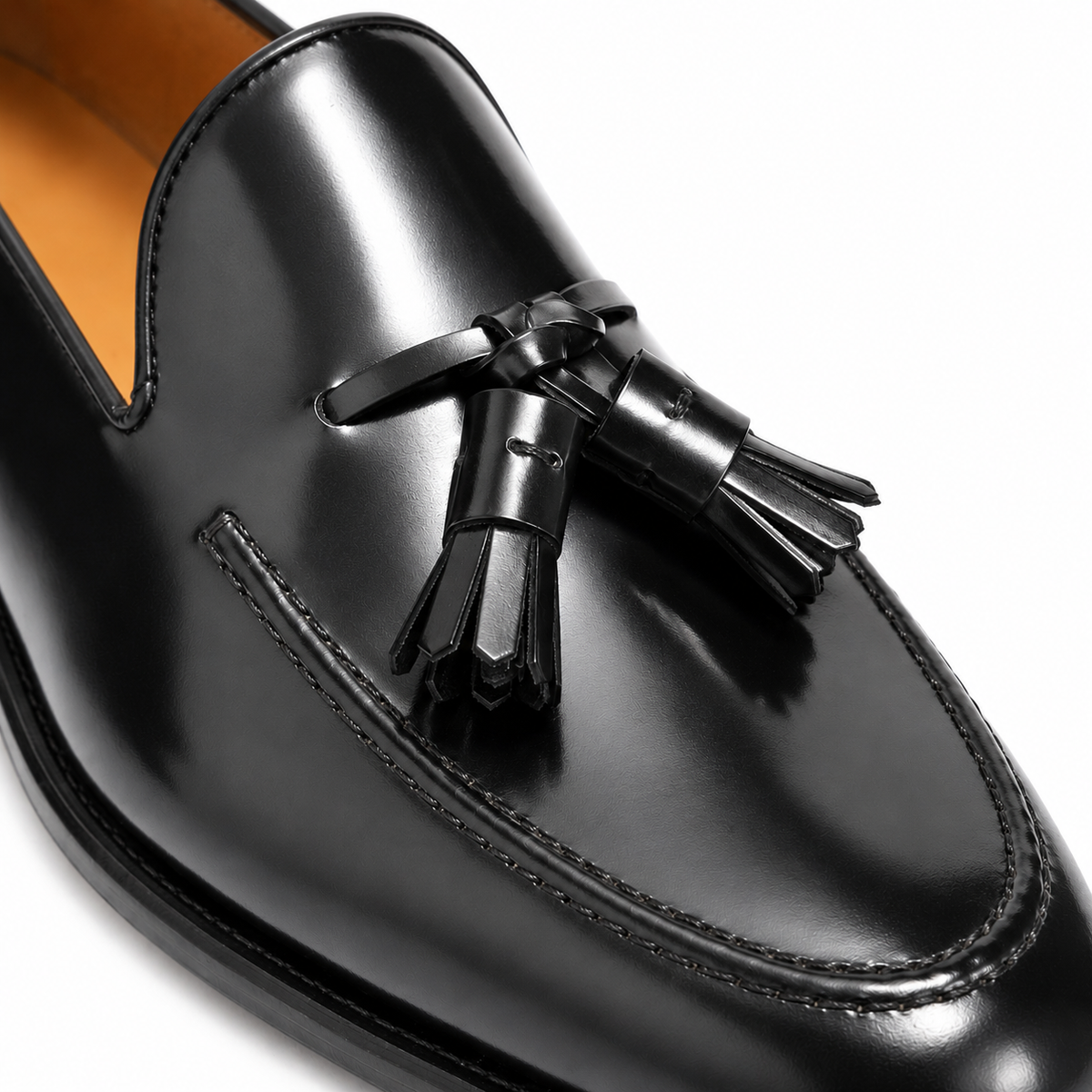 The Signature Tassel Loafer - Black - closeup