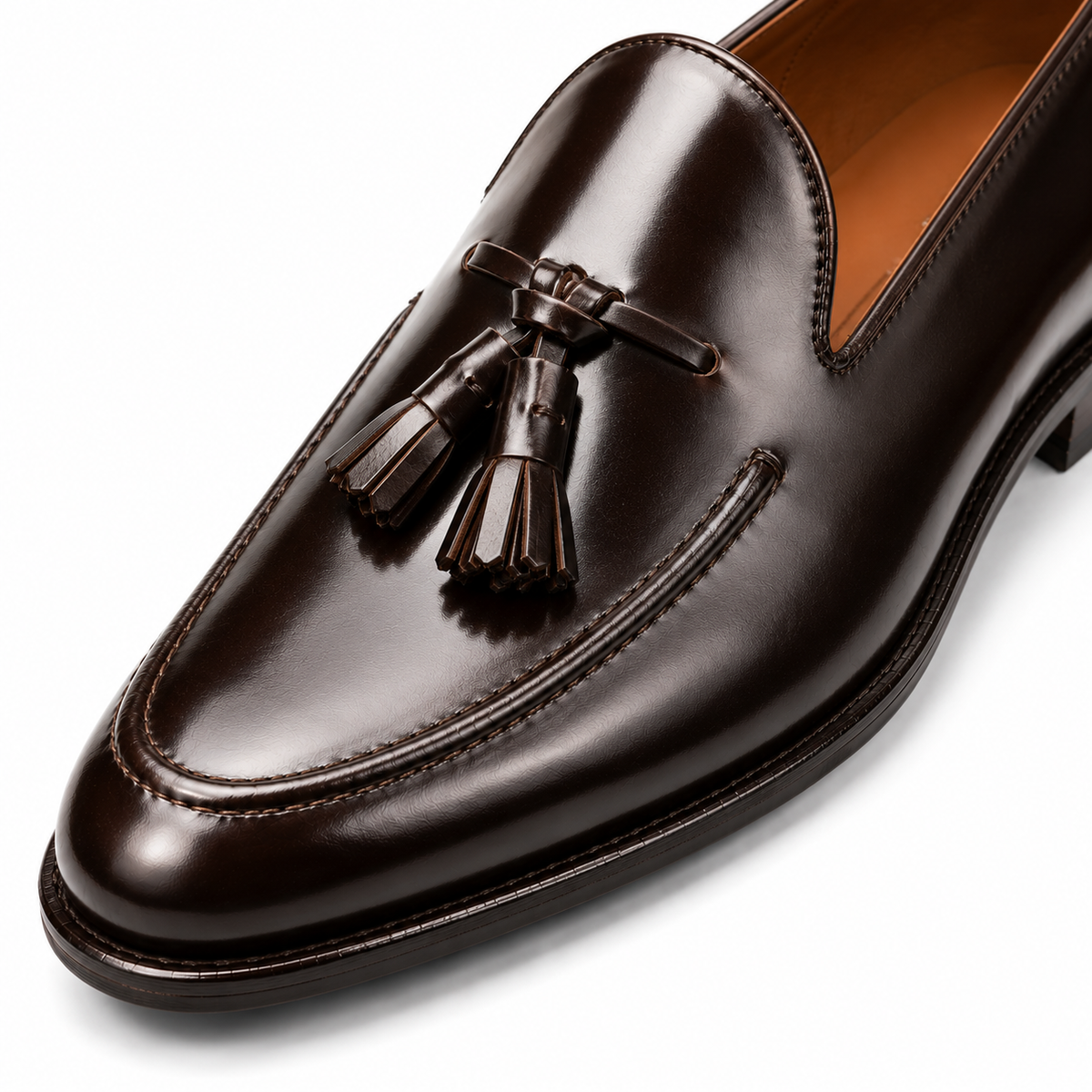 The Signature Tassel Loafer - Brown - closeup